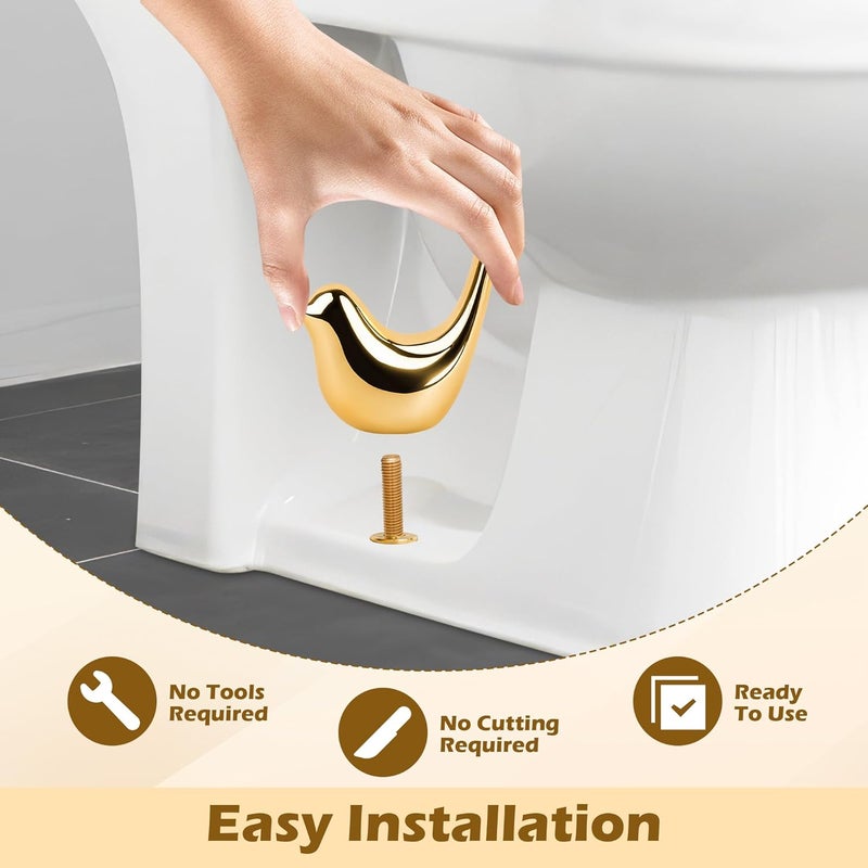 Windspeed 4Pcs Toilet Bolt Covers Decorative Ceramic Cute Bird Covers Replacement Toilet Screw Cover Caps Animal Commode Screw Plug for Decor Bathroom Accessories Bolt with Swan, Cactus, Bird, Moon Shapes(Gold) - Image 5